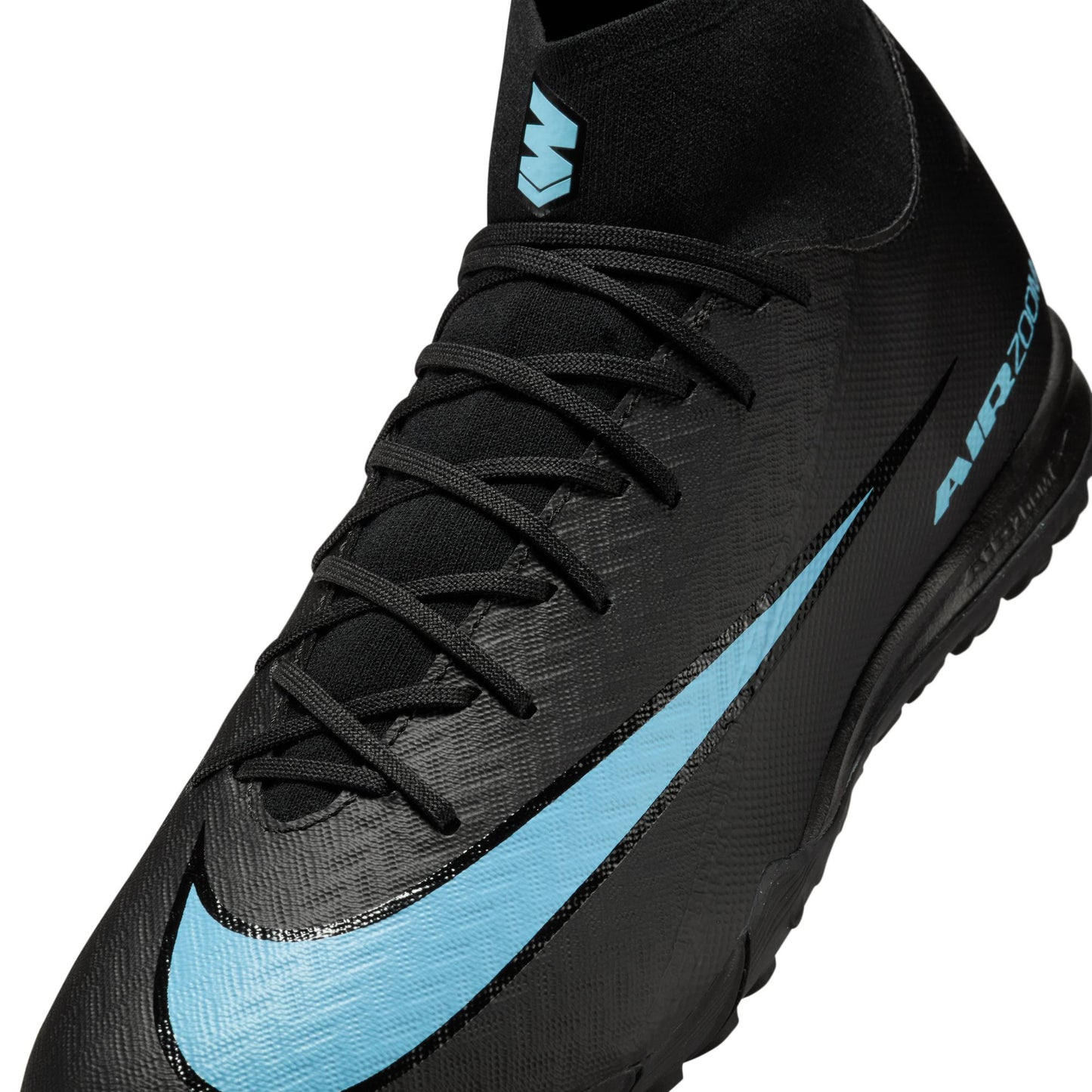 Nike Zoom Superfly 10 Academy TF Turf Soccer Shoes - Black/ Ice Blue