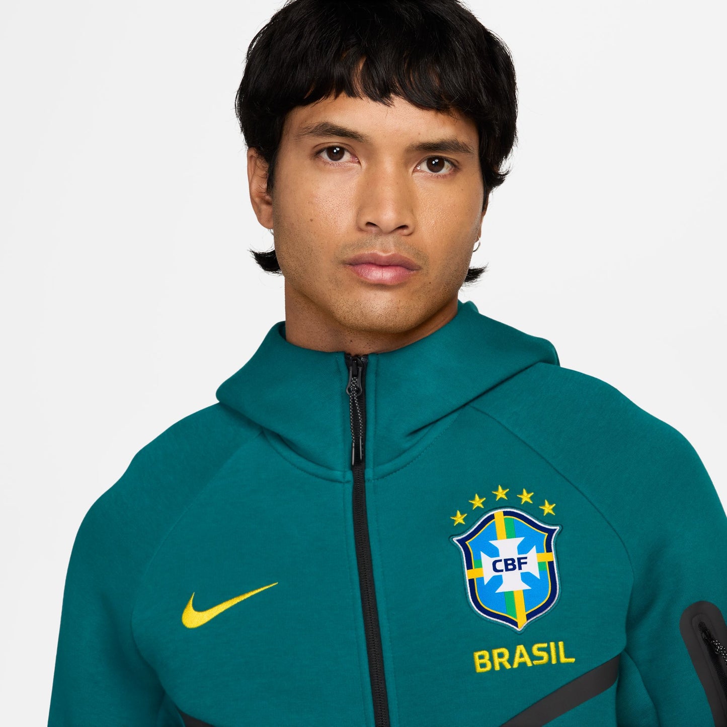 Men's Nike Brazil Tech Fleece Full Zipper Anthem Jacket 2026 - Geode Teal/ Mildwest Goal