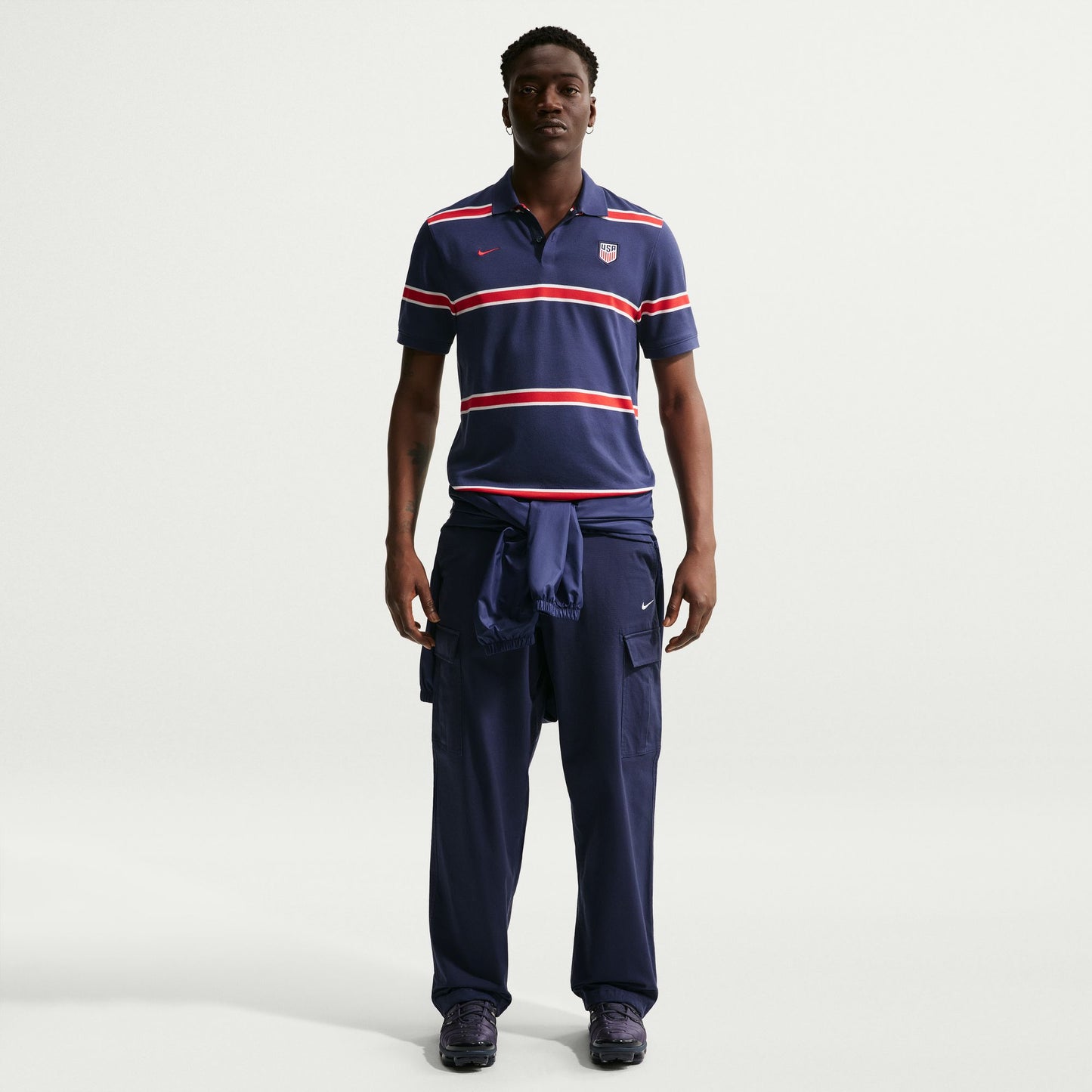 Nike Men's USA Polo DF 2.0 Shirt 2026 - Midnight Navy/Sail/University Red