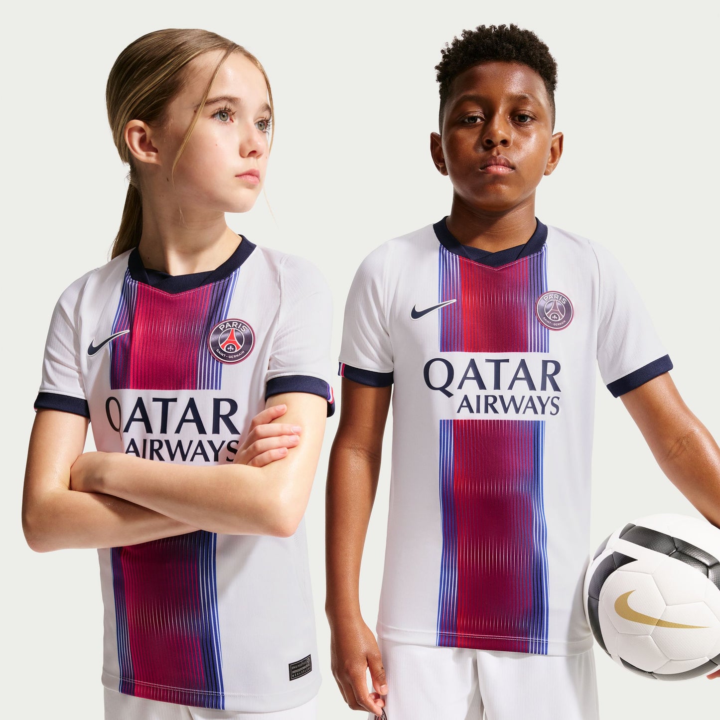 Nike Kid's Paris Saint German Away Replica Jersey - White/ College Navy/ College Navy