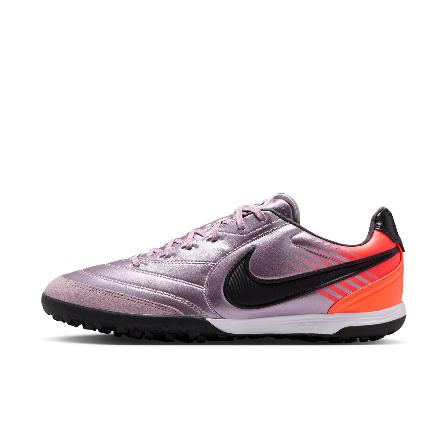 Nike Tiempo Ligera 10 Pro TF Turf Soccer Cleats - Bleached Lilac/ Black/ Total Orange