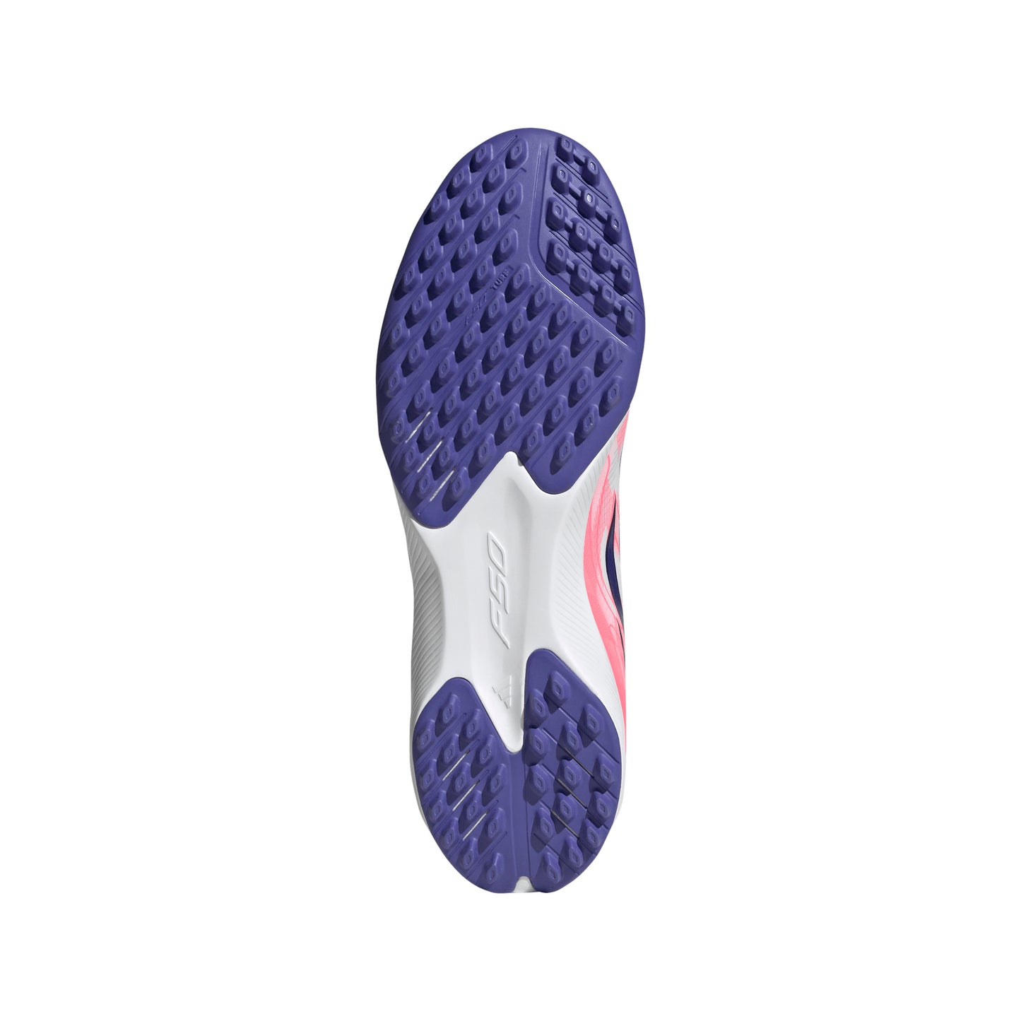 adidas F50 Hyperfast League Mid TF Turf Soccer Shoes - Ftwr White/Solar Purple/Solar Turbo
