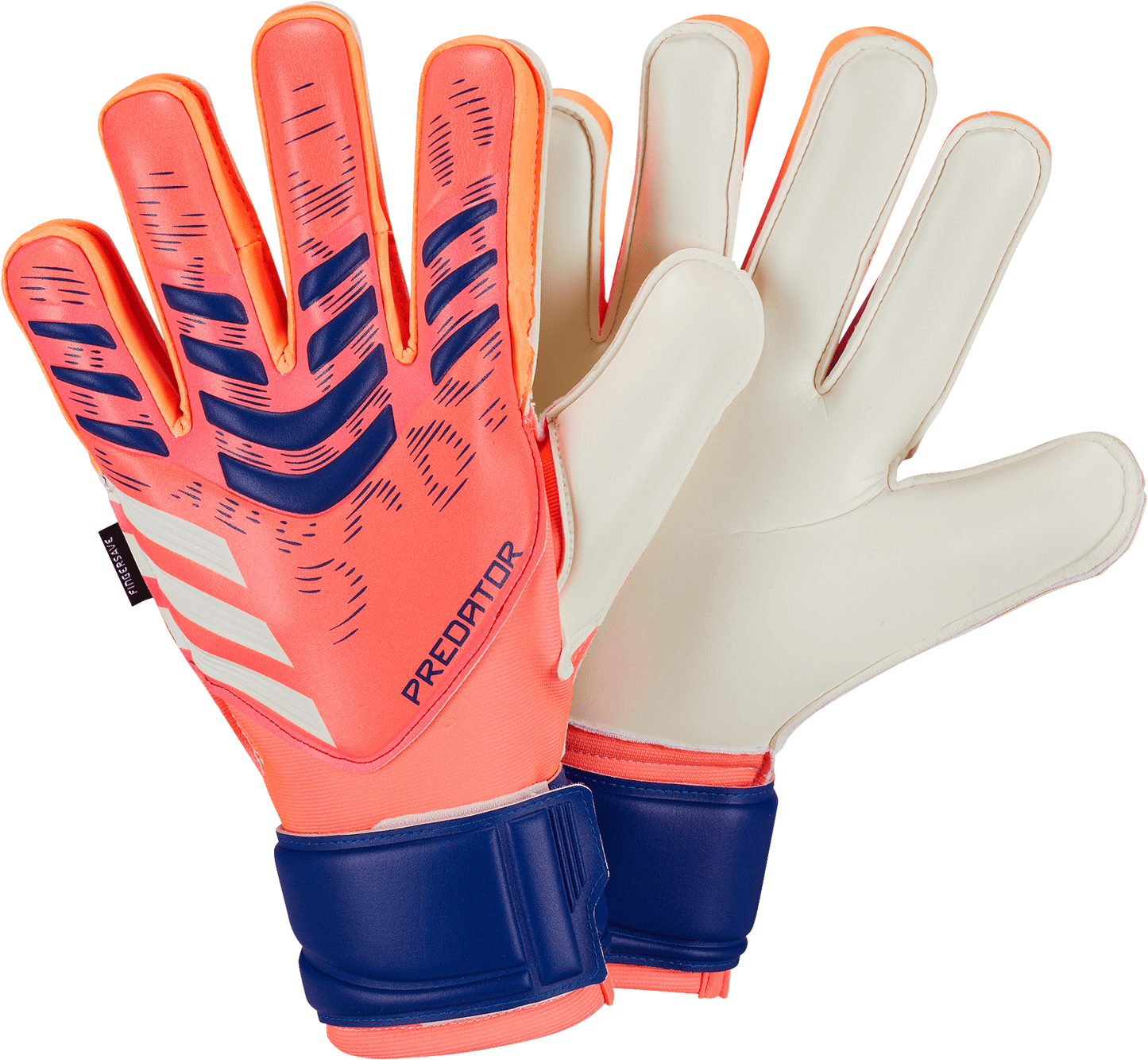 adidas Predator Match Fingersave Gloves - Orange/ Signal Orange/ White/ Lucid Blue