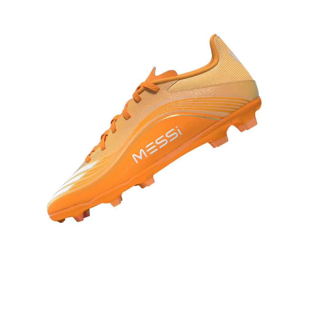 adidas Junior F50 League MESSI FG Firm Ground Soccer Cleats - Ice Tangerine/ Gold Met/ Pure Tangerine