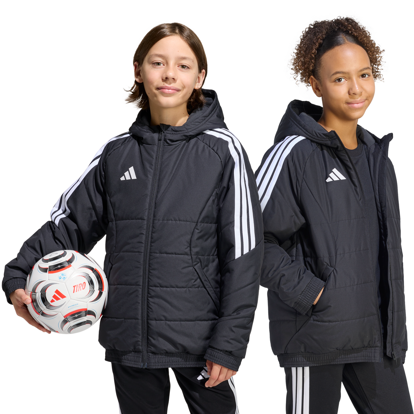 Kid's adidas Tiro 26 Winter Jacket - Black/ Black/ White