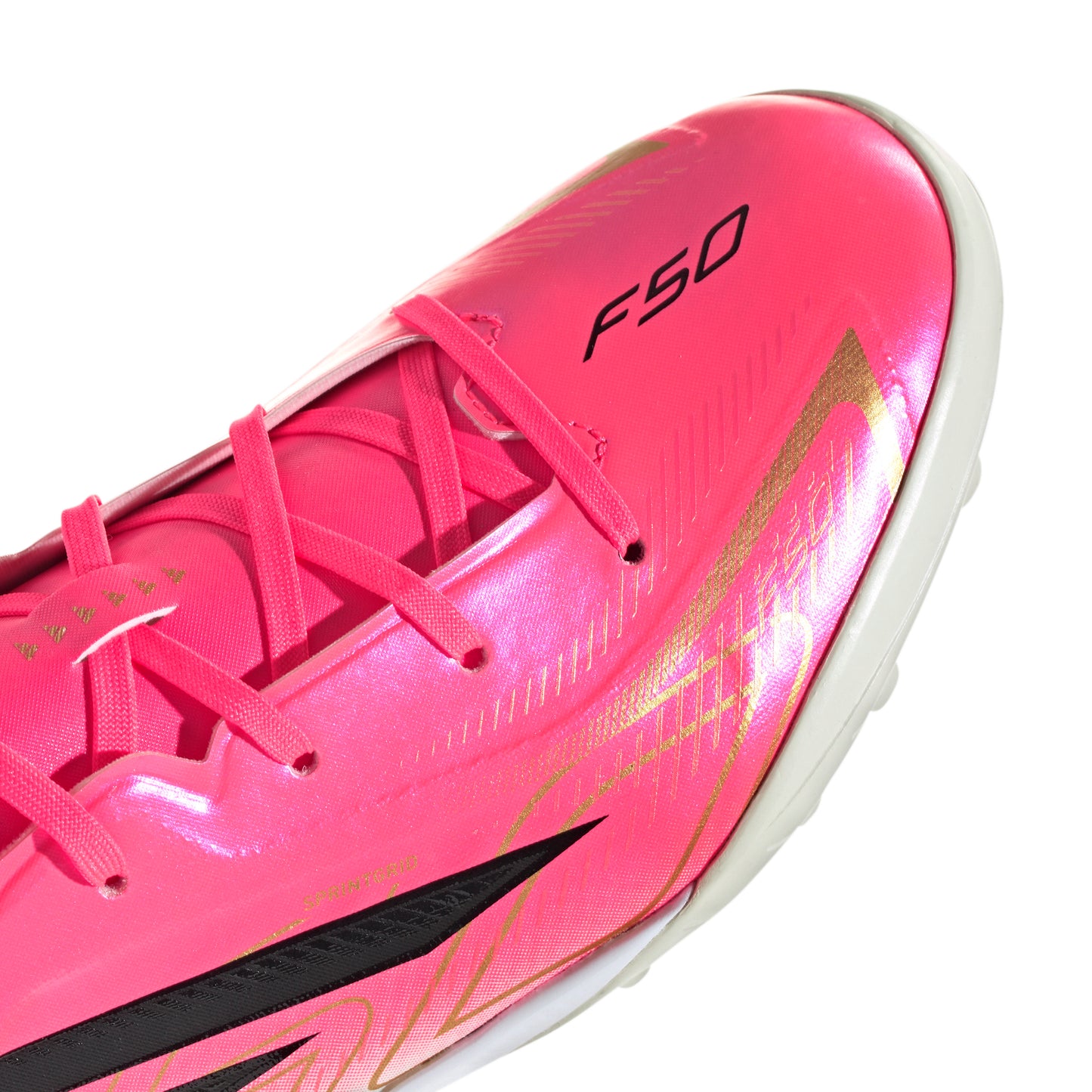 adidas F50 Junior Hyperfast League TF Turf Soccer Shoes - Solar Turbo / Core Black / Gold Metallic