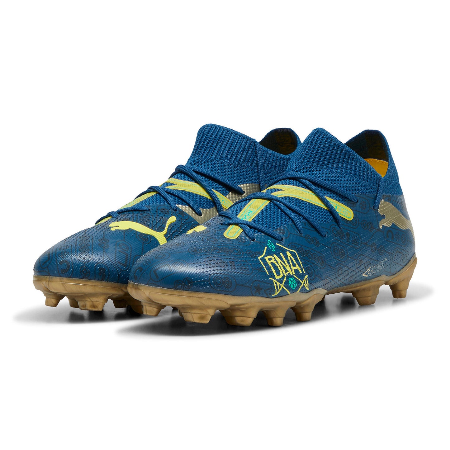 Puma Junior Future 7 Match BNA FG/ AG Firm Ground - Blue/ Yellow/ Green/ Gold
