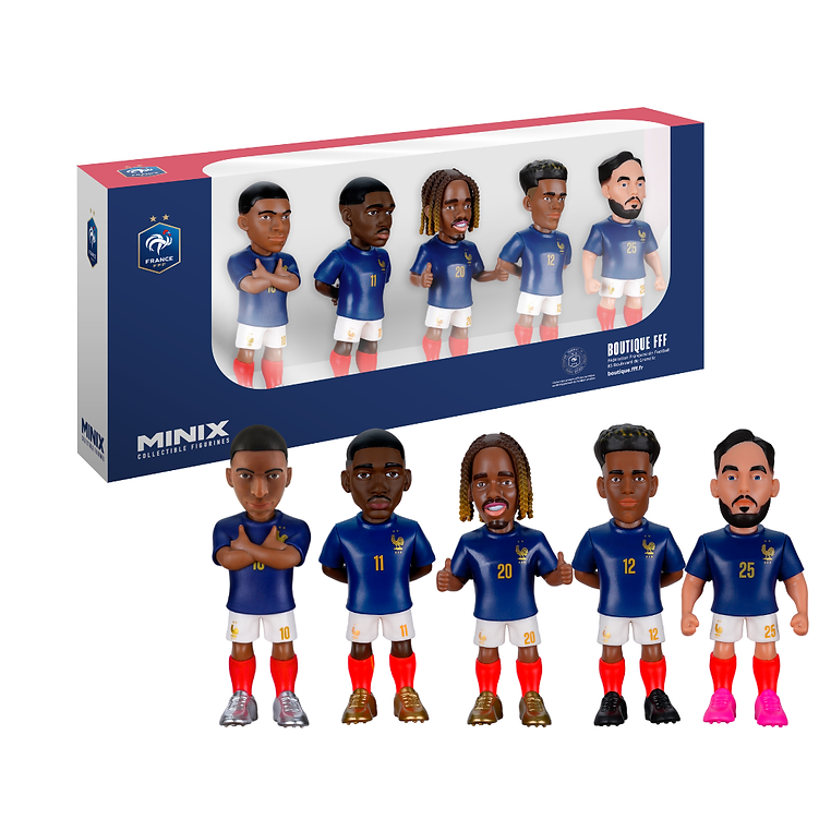 France - Minix 7cm Pack 5 Players (Mbappé, Dembélé, Barcola, Doué, Cherki)