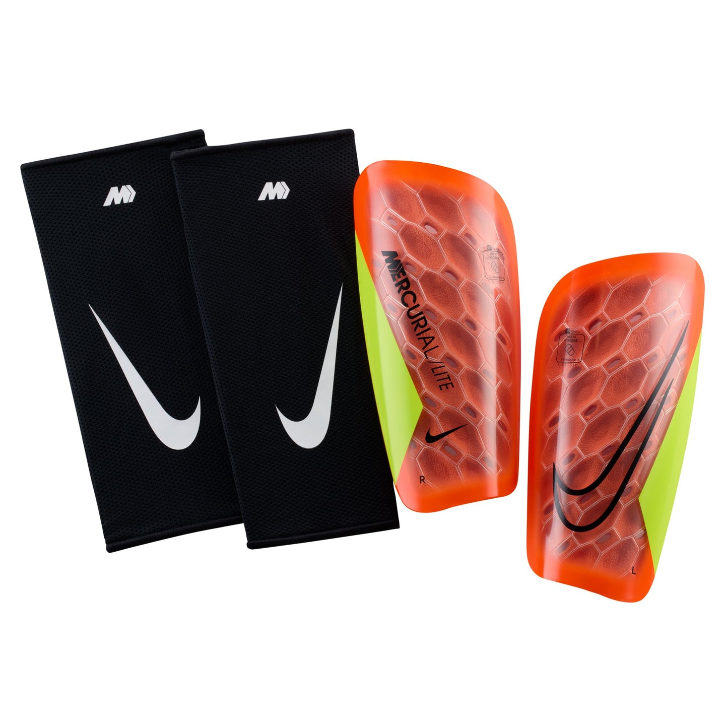 Nike Mercurial Lite Shinguards - Hyper Crimson/ Volt/ Black