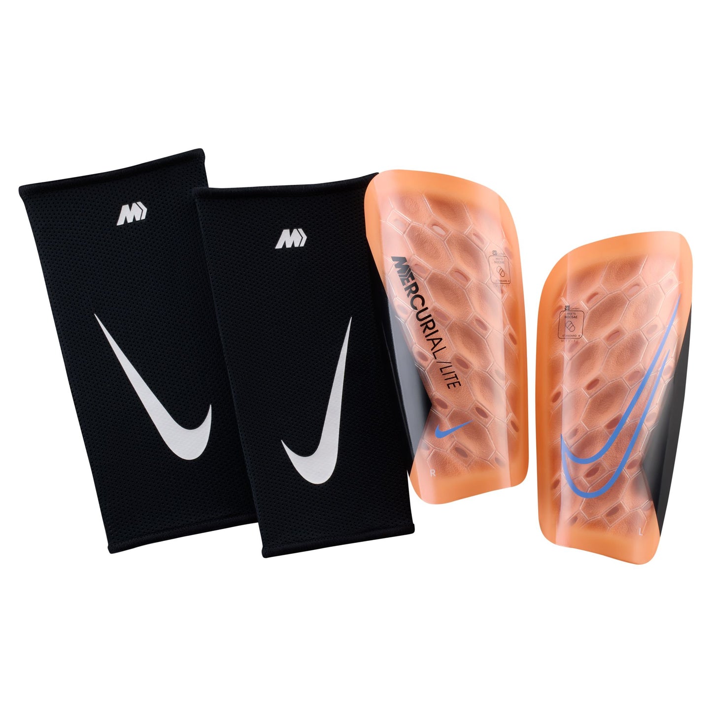 Nike Mercurial Lite Shinguards- Orange Pulse/ Black Royal Pulse