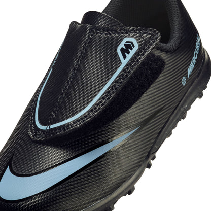 Nike Junior Mercurial Vapor 16 Club TF Turf PS (V) Soccer Shoes- Black/Ice Blue