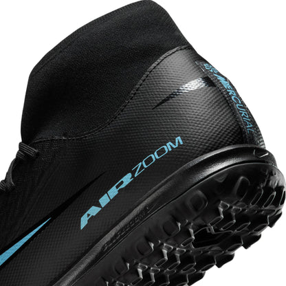 Nike Zoom Superfly 10 Academy TF Turf  Soccer Shoes - Black/ Ice Blue