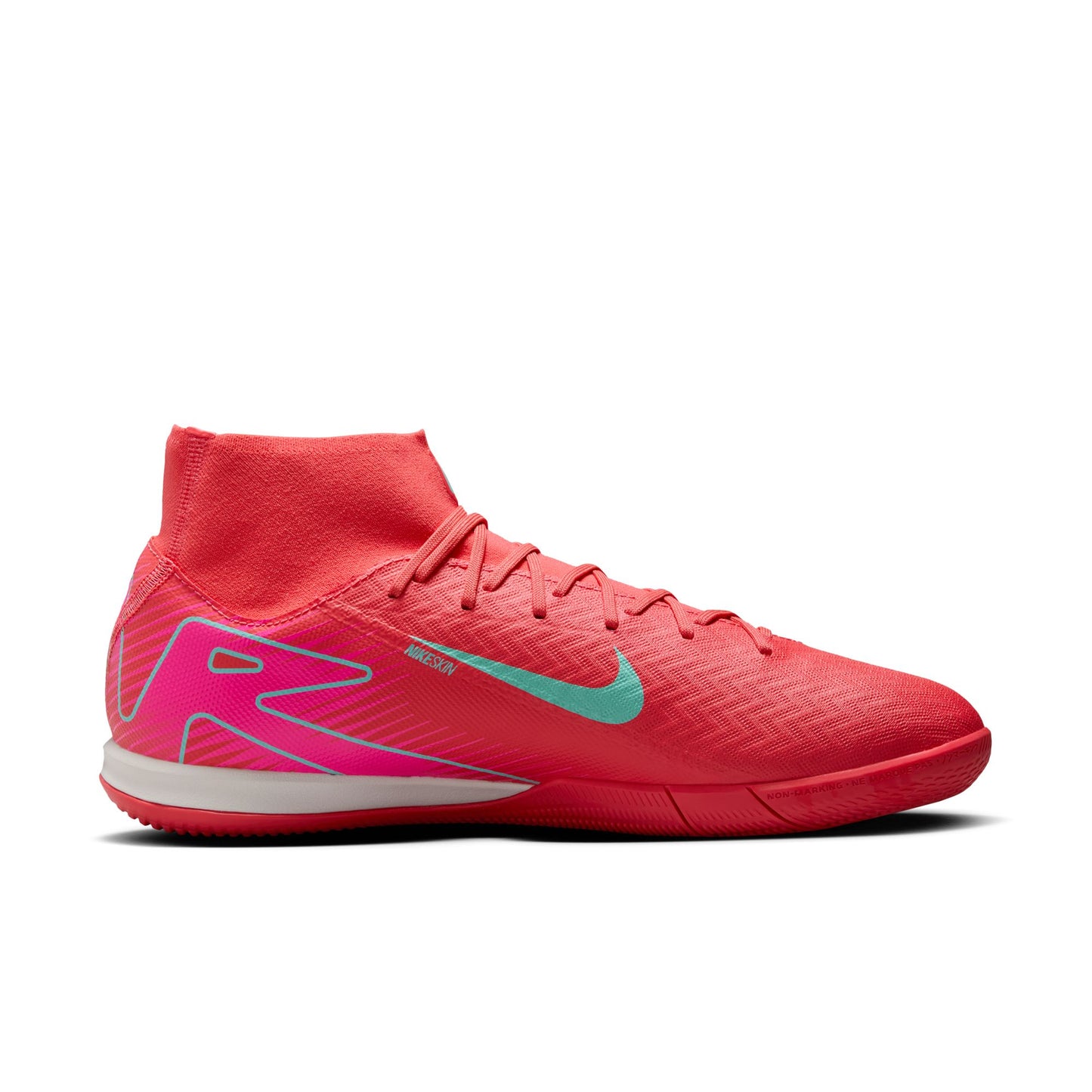 Nike Air Zoom Mercurial Superfly 10 Academy Indoor Soccer Shoes - Ember Glow/ Aurora Green