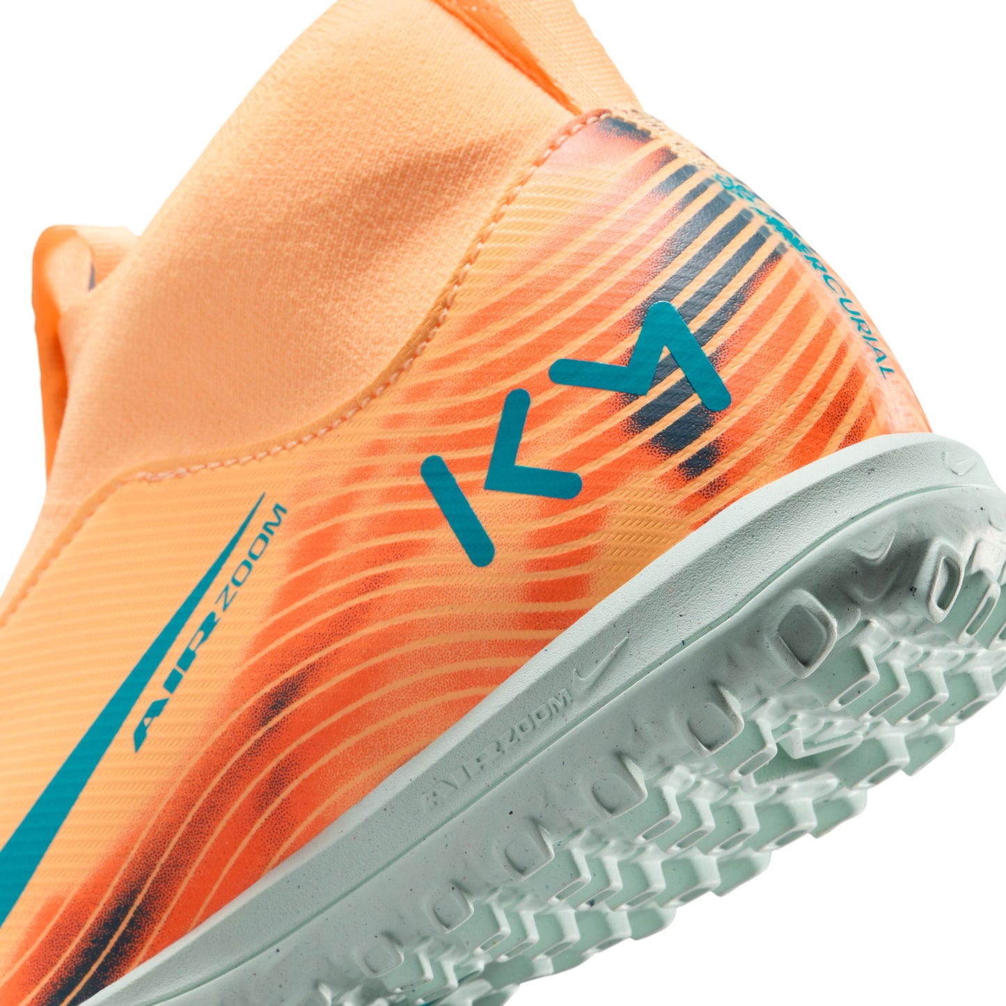 Nike Junior Superfly 10 Academy Kylian Mbappe TF Turf Soccer Shoes - Melon Tint/Neo Turq-Igloo