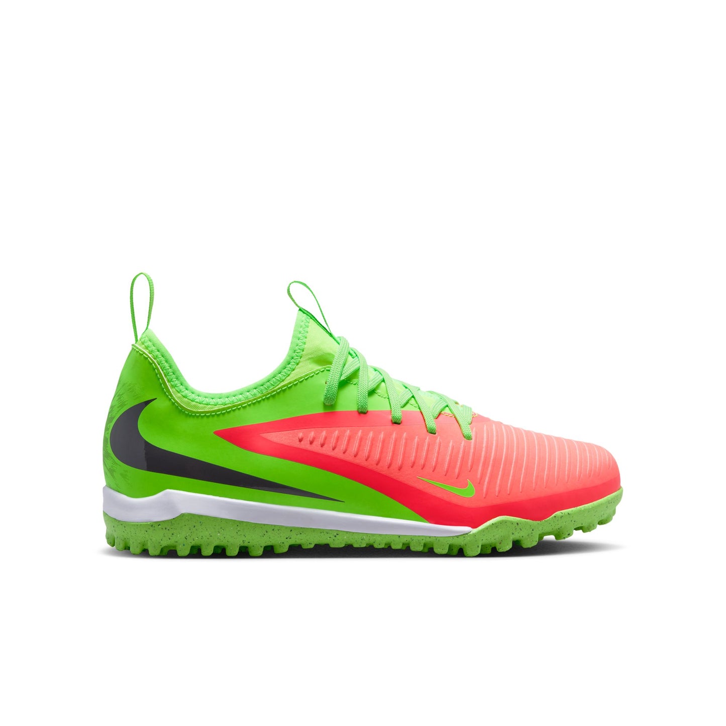 Nike Junior Phantom 6 Low Academy EH Erling Haaland TF Turf Soccer Shoes - Hot Punch/ Black Green/ Strike