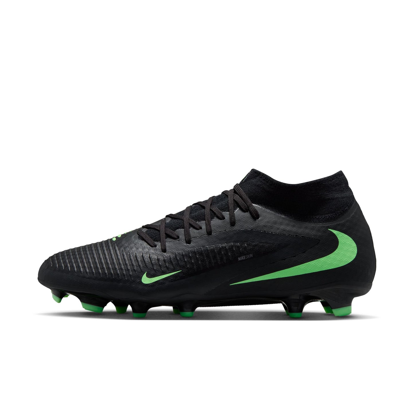 Nike Phantom 6 High Academy FG Firm Ground Soccer Cleats- Black/ Illusion Green Black