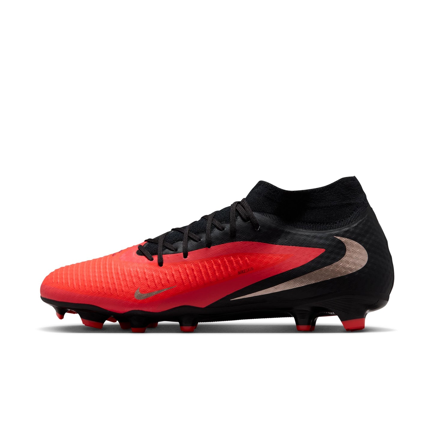 Nike Phantom 6 High Academy FG Firm Ground Soccer Cleats- Bright Crimson/ Blue Black