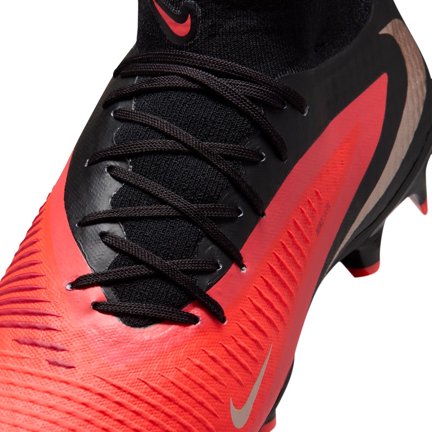Nike Phantom 6 High Academy FG Firm Ground Soccer Cleats- Bright Crimson/ Blue Black