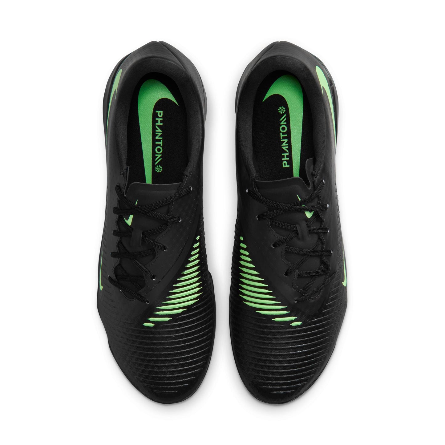 Nike Phantom 6 Low Academy TF Turf Soccer Shoes - Black/ Illusion Black/ Green