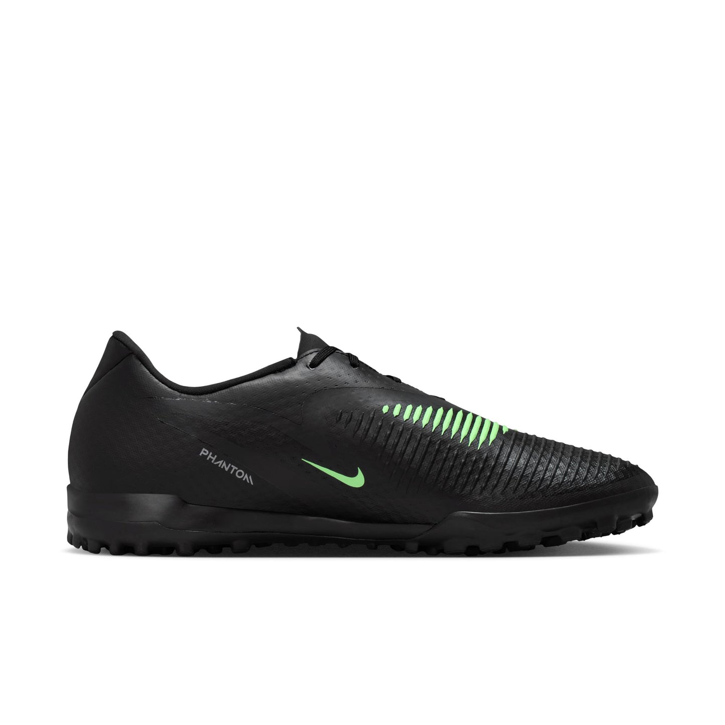 Nike Phantom 6 Low Academy TF Turf Soccer Shoes - Black/ Illusion Black/ Green