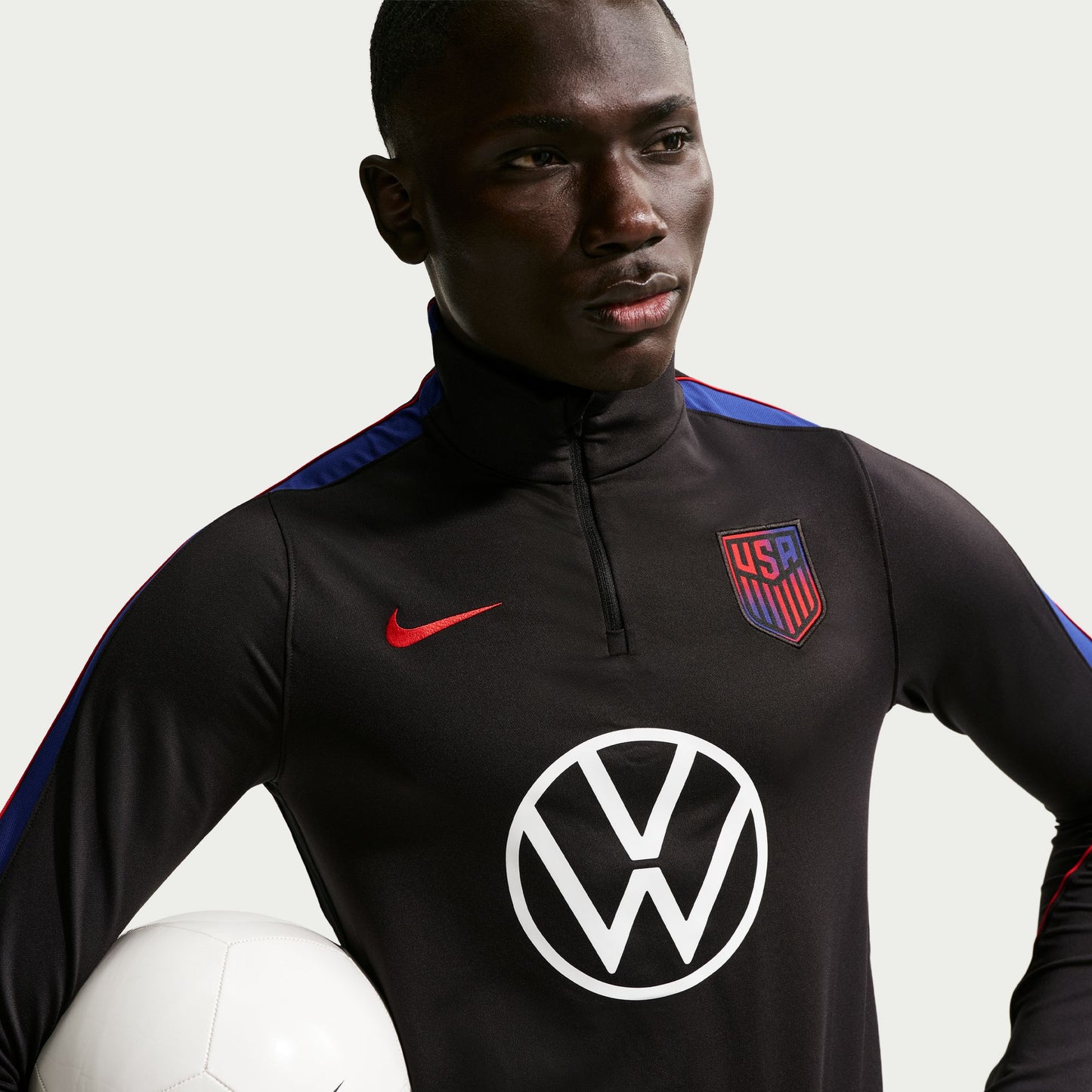 Nike Men's USMNT Long Sleeve Strike Drill Top 2026 - Black/Black/Challenge Red