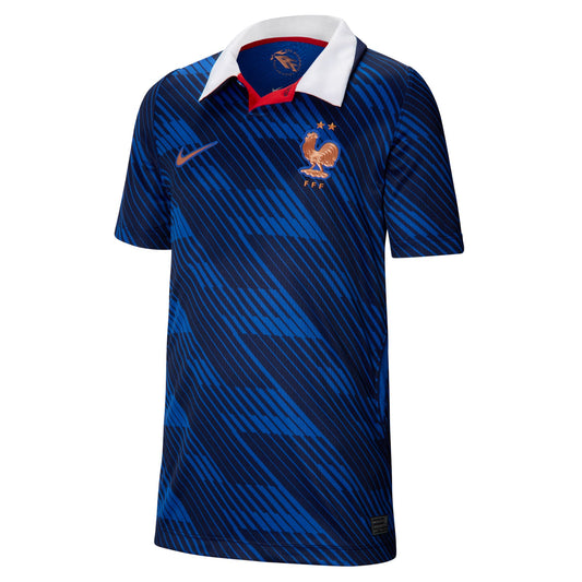 Nike Youth France Replica Home Jersey 2026 - Game Royal/ Metallic Copper