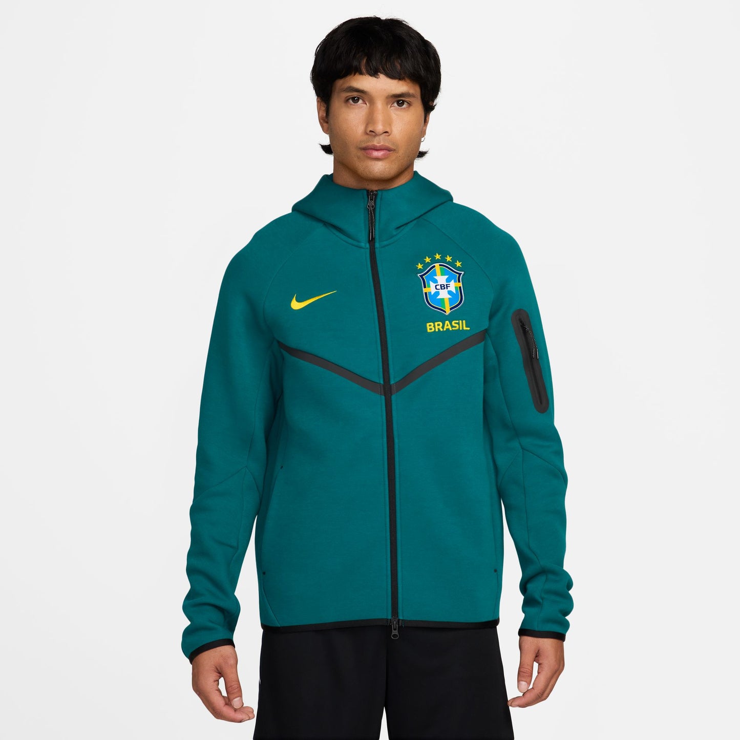Men's Nike Brazil Tech Fleece Full Zipper Anthem Jacket 2026 - Geode Teal/ Mildwest Goal