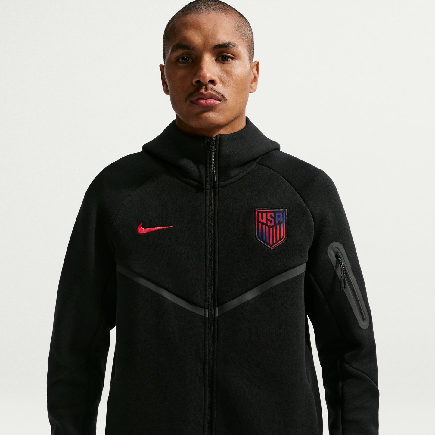 Men's Nike USMNT Tech Fleece Full Zipper Anthem Jacket 2026 - Black/Challenge Red