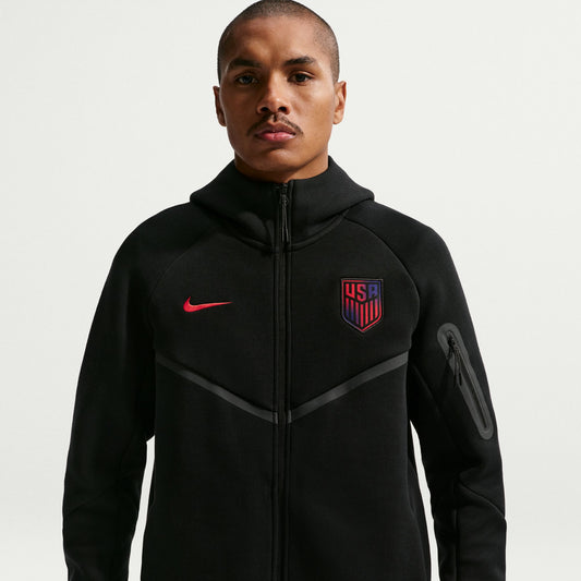 Men's Nike USMNT Tech Fleece Full Zipper Anthem Jacket 2026 - Black/Challenge Red