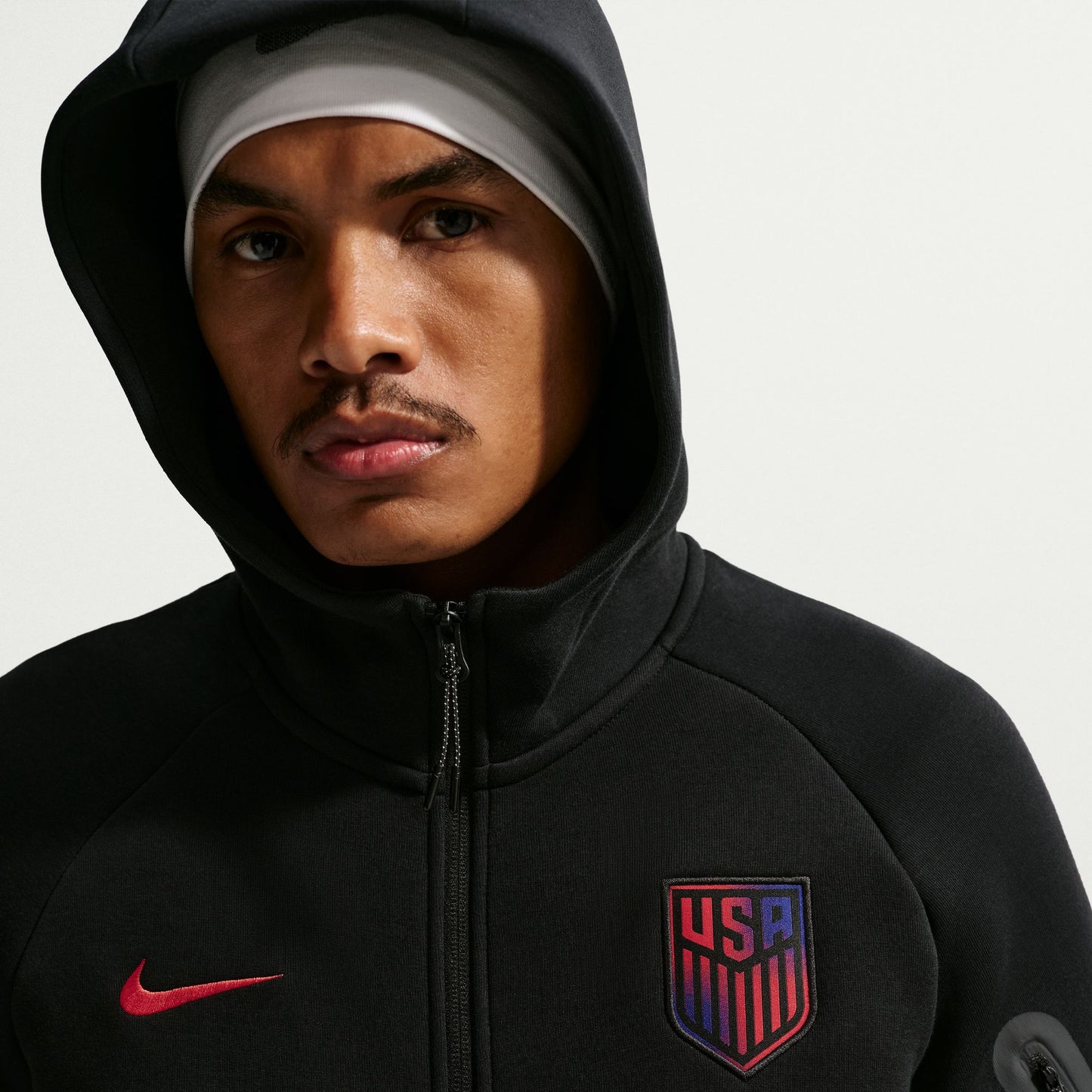 Men's Nike USMNT Tech Fleece Full Zipper Anthem Jacket 2026 - Black/Challenge Red