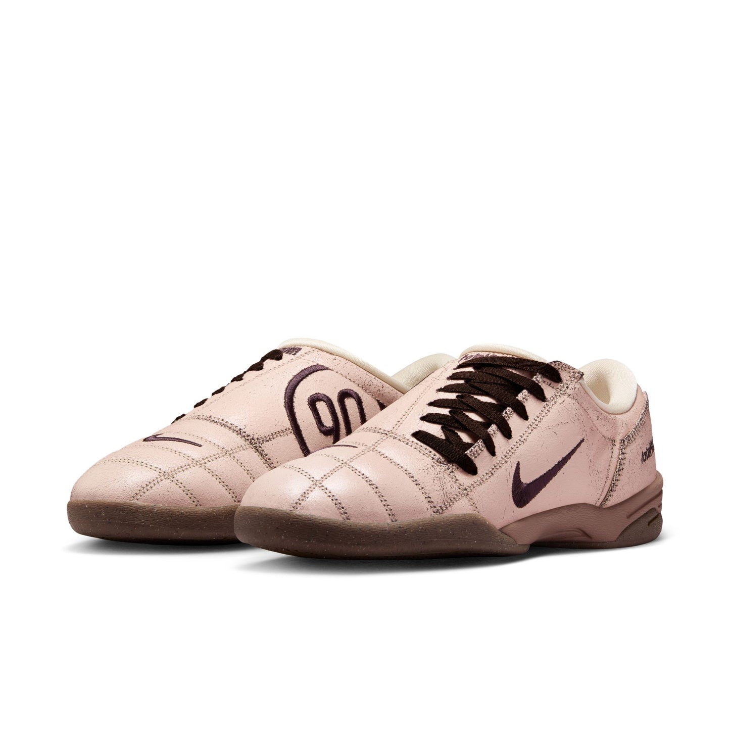 Nike T90 Premium Indoor Soccer Shoe- Pearl White/ Shadow Brown/ Pearl White