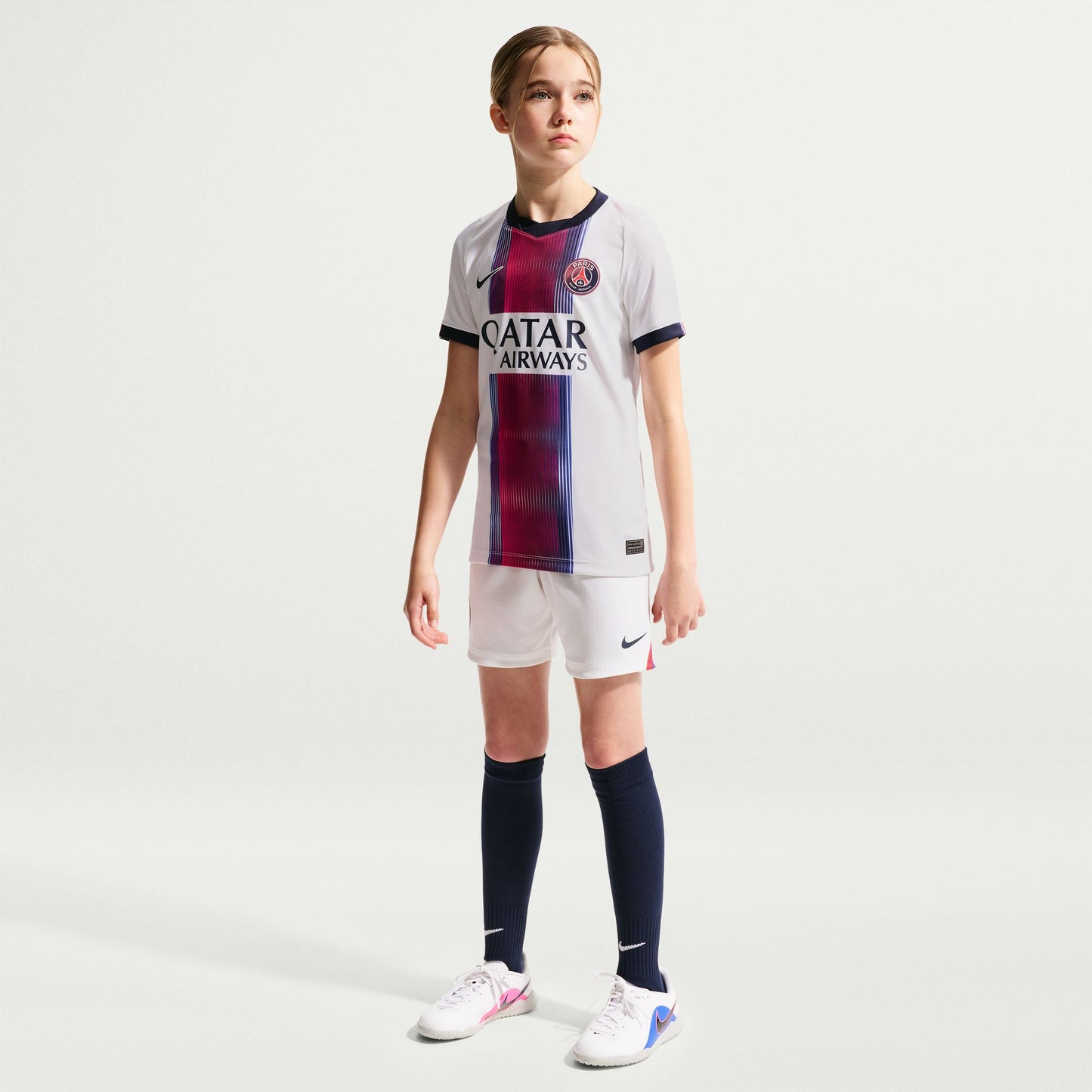 Nike Kid's Paris Saint German Away Replica Jersey - White/ College Navy/ College Navy