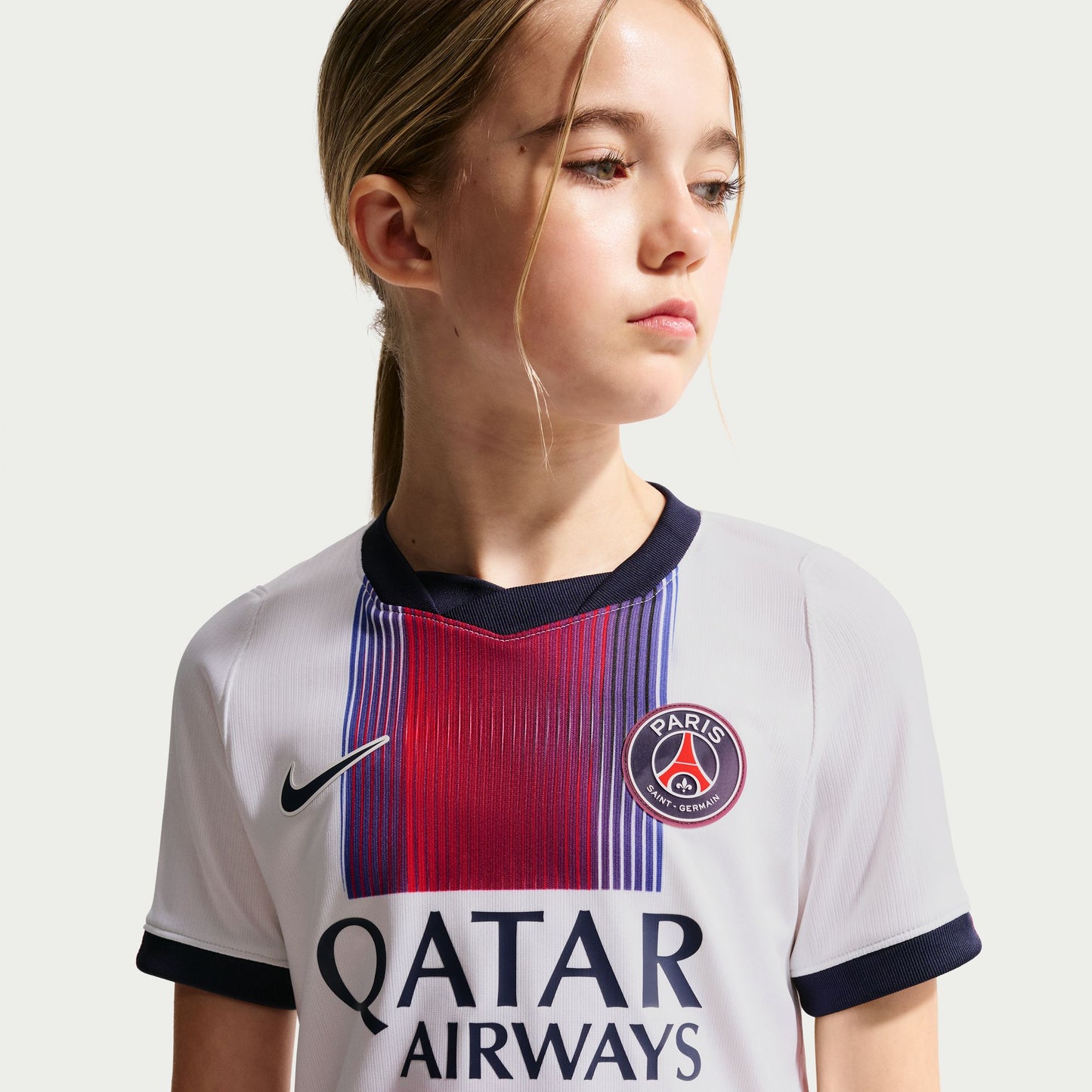 Nike Kid's Paris Saint German Away Replica Jersey - White/ College Navy/ College Navy