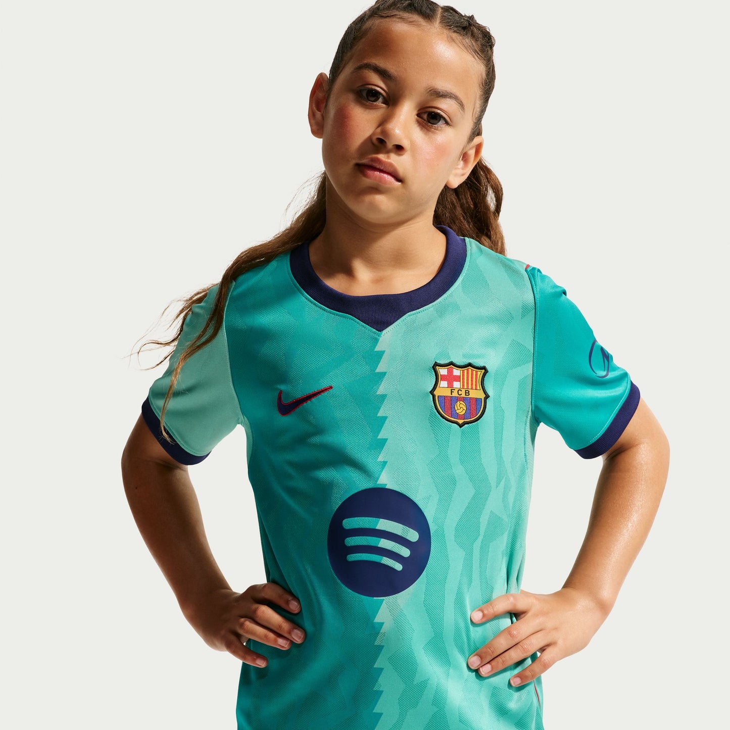 Nike Kids' Barcelona Stadium Third Replica Jersey - Green Frost/ Green Frost/ Loyal Blue