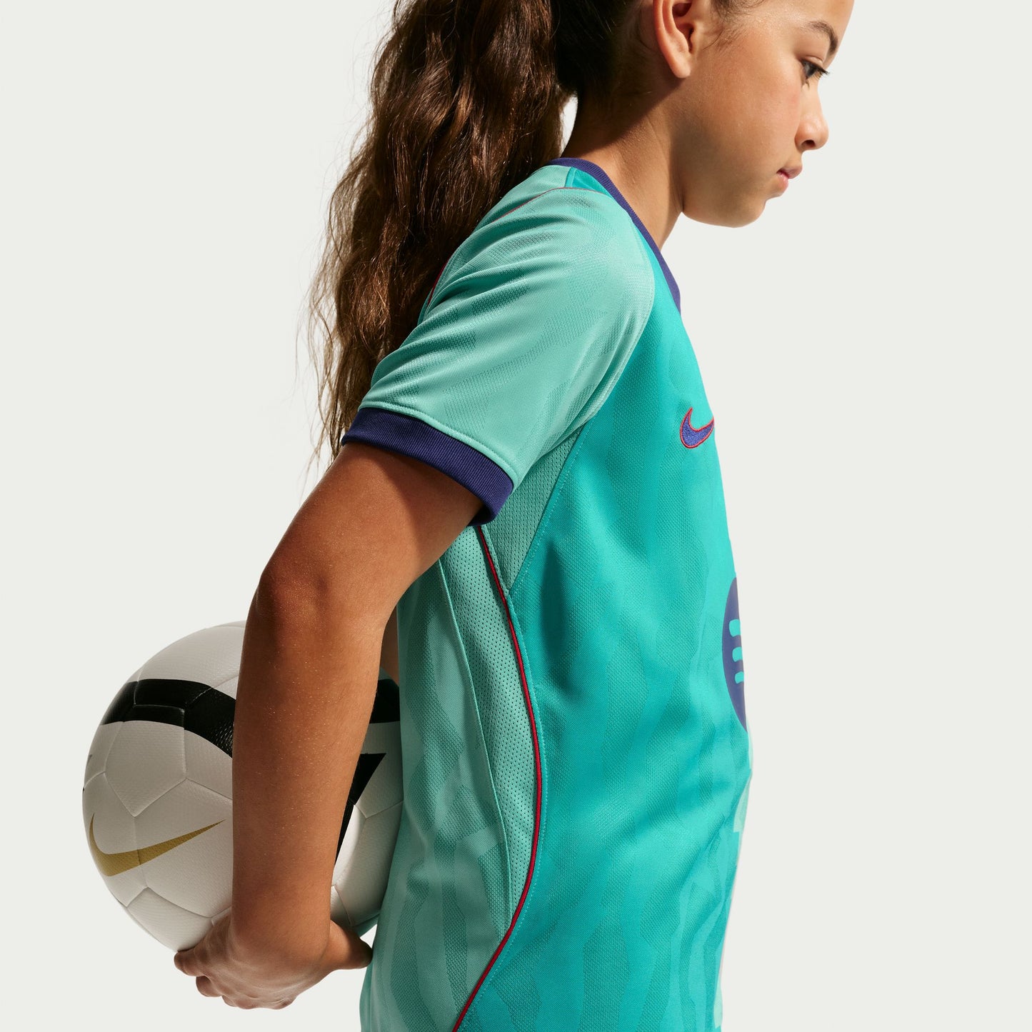 Nike Kids' Barcelona Stadium Third Replica Jersey - Green Frost/ Green Frost/ Loyal Blue