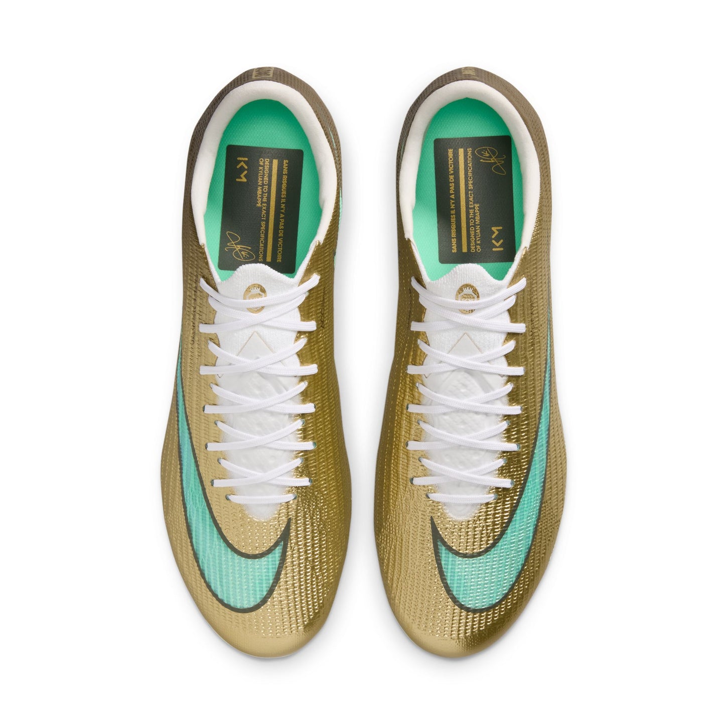 Nike Mercurial Superfly 11 Elite Kylian Mbappe  FG Firm Ground Soccer Cleat - Metallic Gold / Green Glow