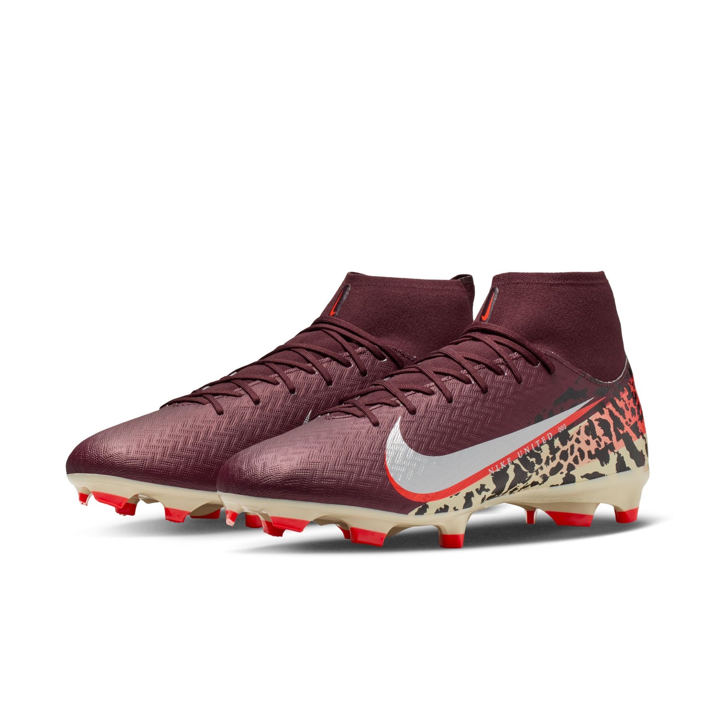 Nike Air Zoom Mercurial Superfly 10 Academy FG Firm Ground Soccer Cleats NU3 - Burgundy Crush/ Metallic Silver