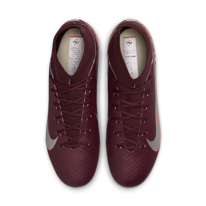 Nike Air Zoom Mercurial Superfly 10 Academy FG Firm Ground Soccer Cleats NU3 - Burgundy Crush/ Metallic Silver