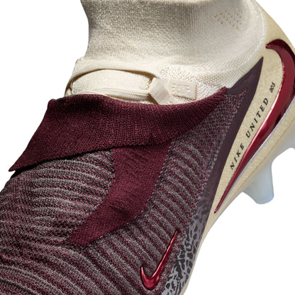 Nike United Phantom 6 High Elite FG Firm Ground Soccer Cleats - Burgundy Crush/University Red/Fossil