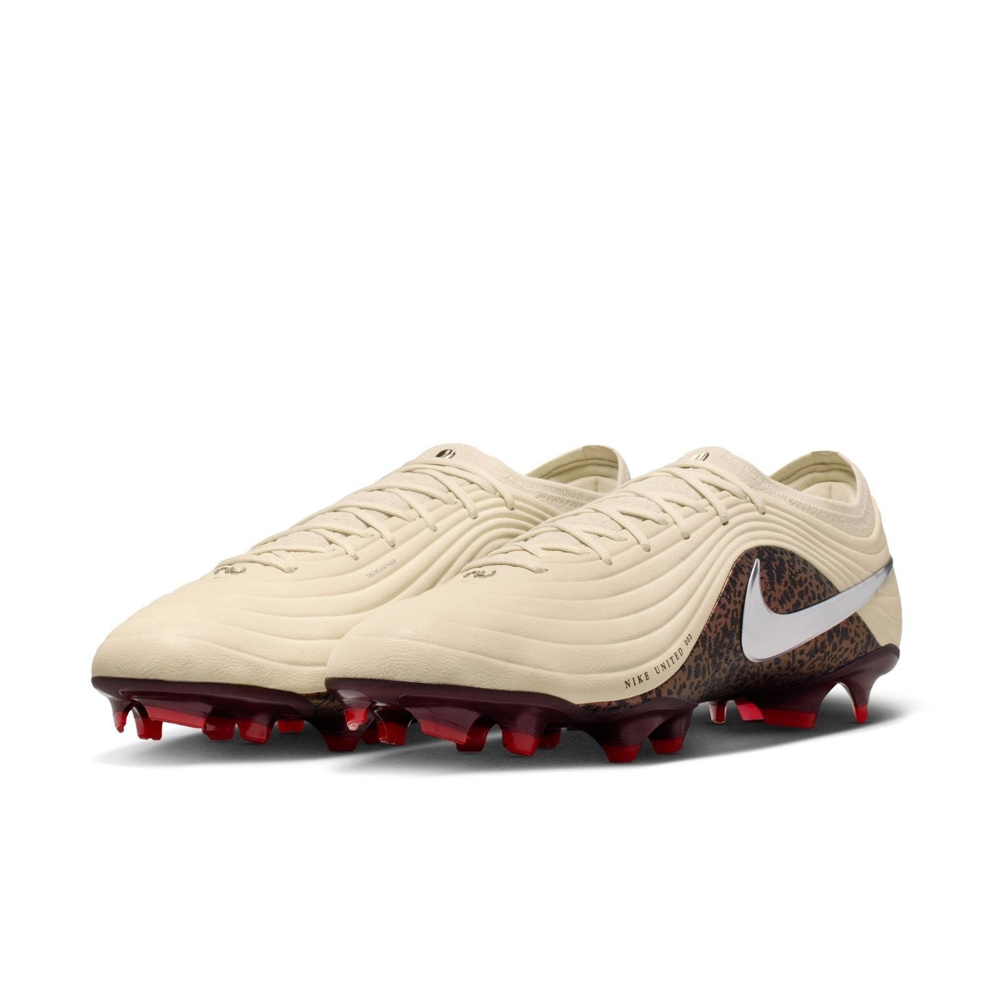 Nike United Tiempo Maestro Elite Firm-Ground Low-Top Soccer Cleats- Fossil/Metallic Silver/ Burgundy Crush