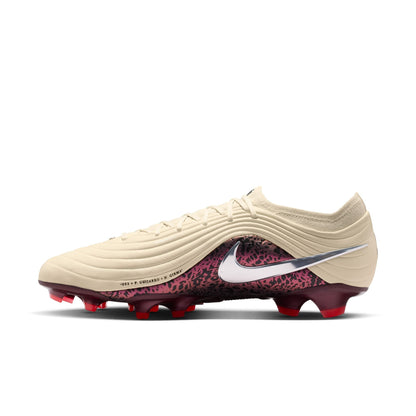 Nike United Tiempo Maestro Elite Firm-Ground Low-Top Soccer Cleats- Fossil/Metallic Silver/ Burgundy Crush