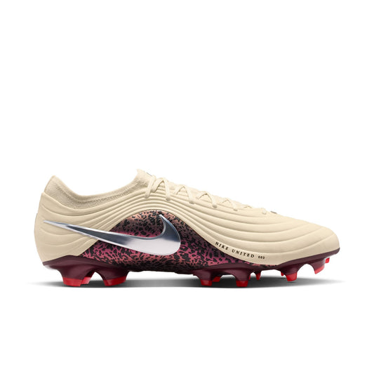 Nike United Tiempo Maestro Elite Firm-Ground Low-Top Soccer Cleats- Fossil/Metallic Silver/ Burgundy Crush