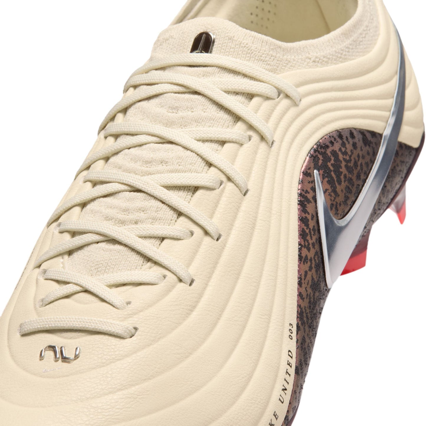 Nike United Tiempo Maestro Elite Firm-Ground Low-Top Soccer Cleats- Fossil/Metallic Silver/ Burgundy Crush