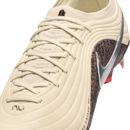 Nike United Tiempo Maestro Elite Firm-Ground Low-Top Soccer Cleats- Fossil/Metallic Silver/ Burgundy Crush