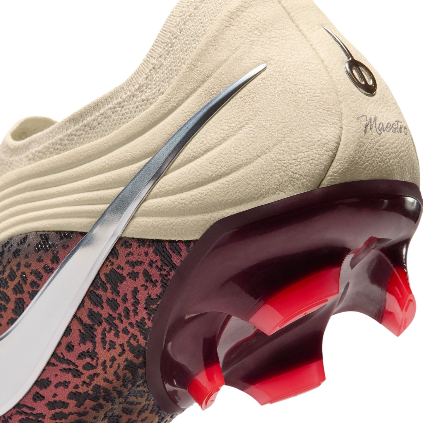 Nike United Tiempo Maestro Elite Firm-Ground Low-Top Soccer Cleats- Fossil/Metallic Silver/ Burgundy Crush