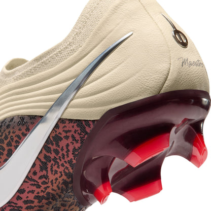 Nike United Tiempo Maestro Elite Firm-Ground Low-Top Soccer Cleats- Fossil/Metallic Silver/ Burgundy Crush