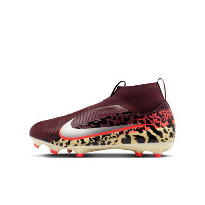 Nike Junior Superfly 10 Academy FG/MG Firm Ground/Multi Ground NU3 Soccer Shoes - Burgundy Crush/ Metallic Silver