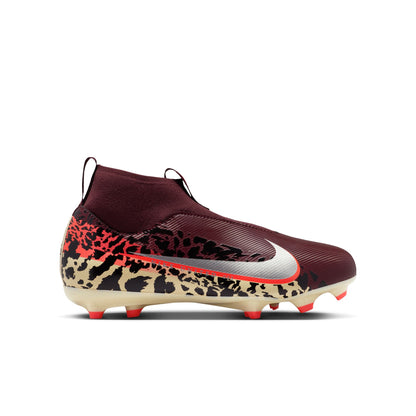 Nike Junior Superfly 10 Academy FG/MG Firm Ground/Multi Ground NU3 Soccer Shoes - Burgundy Crush/ Metallic Silver