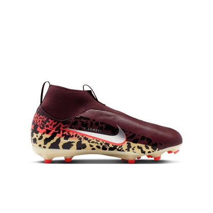 Nike Junior Superfly 10 Academy FG/MG Firm Ground/Multi Ground NU3 Soccer Shoes - Burgundy Crush/ Metallic Silver
