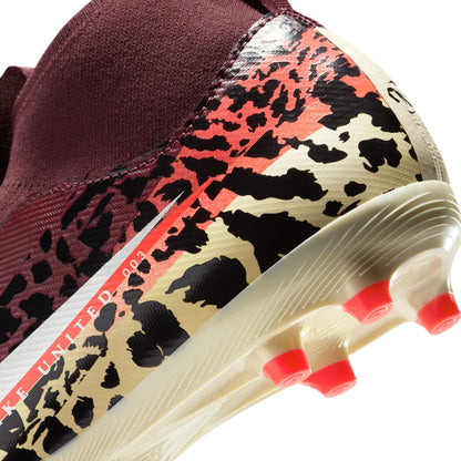 Nike Junior Superfly 10 Academy FG/MG Firm Ground/Multi Ground NU3 Soccer Shoes - Burgundy Crush/ Metallic Silver